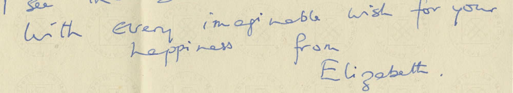 Lettera di Elizabeth Wiskemann ad Alberti, Berna, 27 aprile 1945, firma